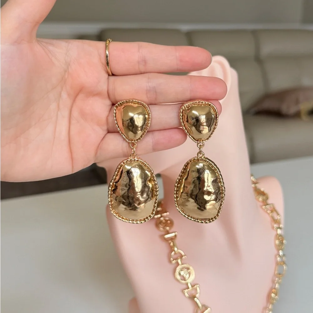 Gold Drop Statement Earrings - Women Jewelry